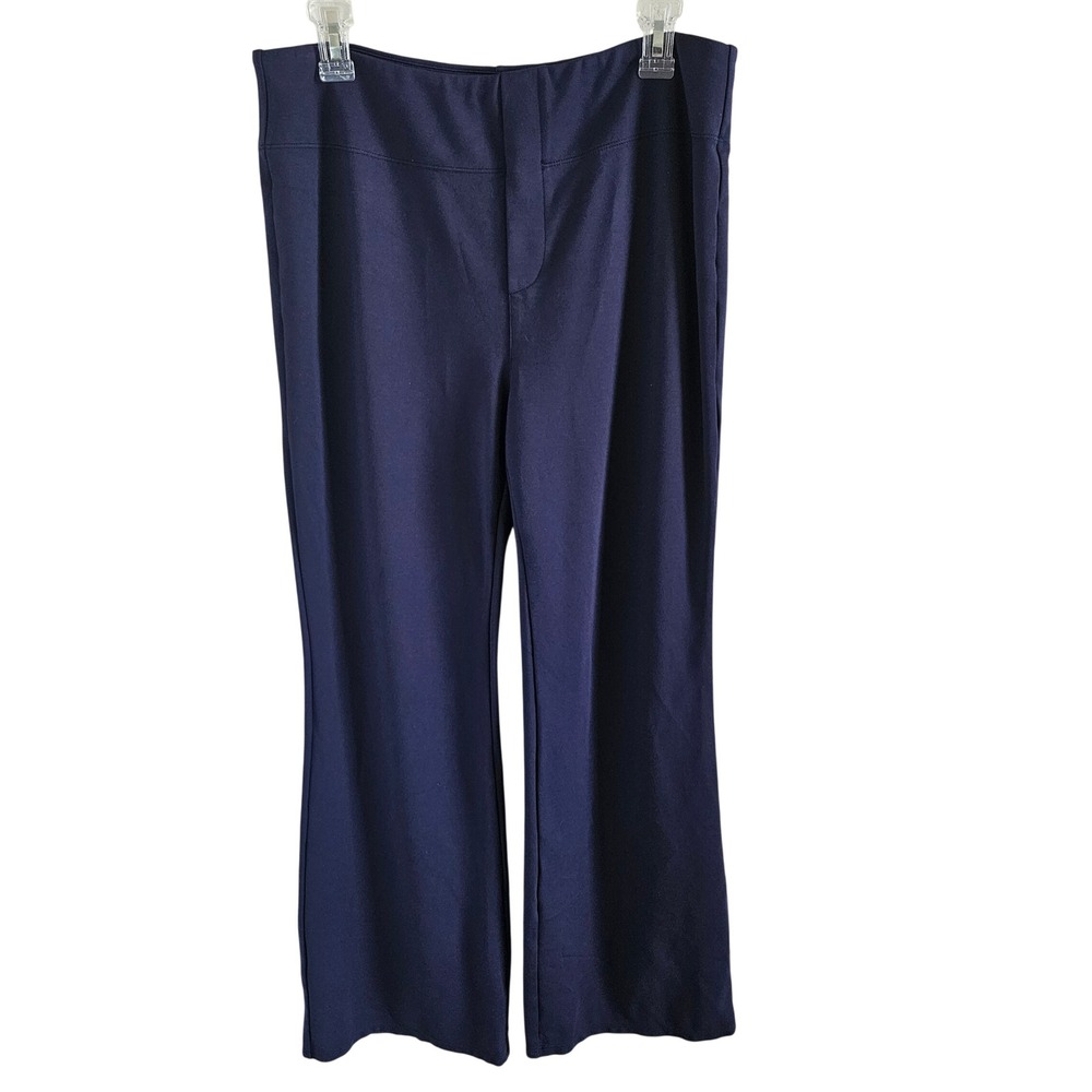 Halara Navy Blue High Waisted Flare Leg Pants XL Regular Back Pockets Stretch